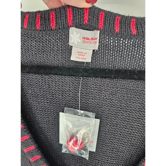 Holiday Editions Women's Black Christmas Holiday Sweater Vest Size XXL - Picture 5 of 6
